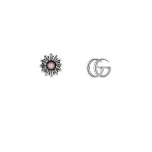 Gucci 925 Silver Pink Floral GG Stud Earrings